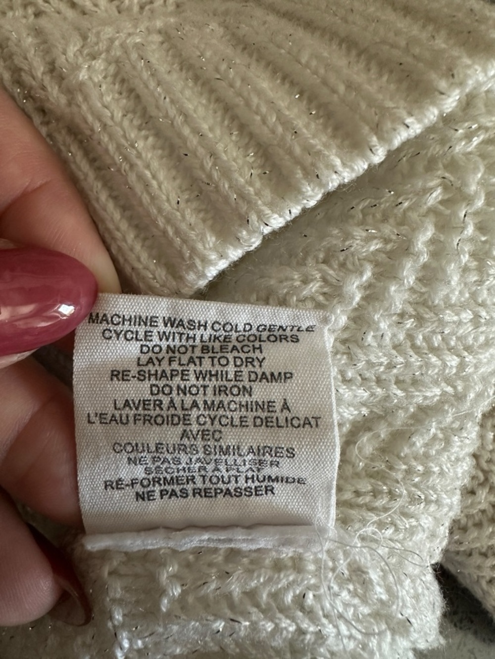 Warehouse One Cream Knit Dolman Sleeve Sweater | Silver Thread | XL - Picture 11 of 11